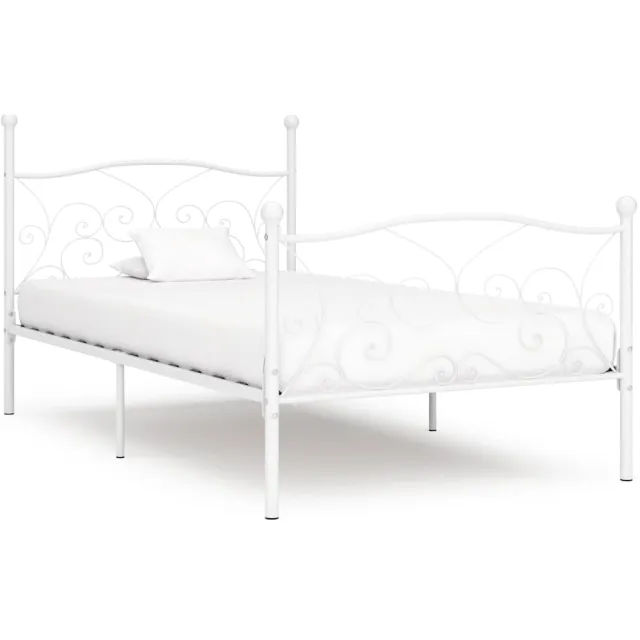 vidaXL Bedframe met lattenbodem metaal wit 100x200 cm
