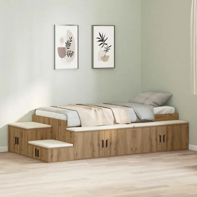 vidaXL Opbergbedframe Artisan Eiken 80 cm Bewerkt hout Bruin