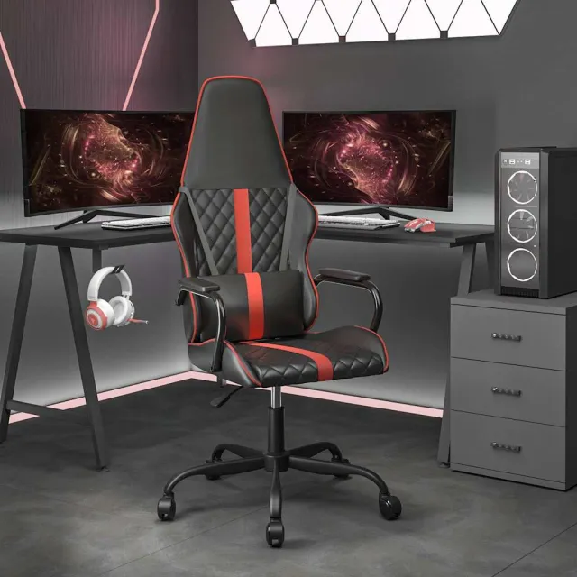 vidaXL Massage gamestoel kunstleer zwart en rood