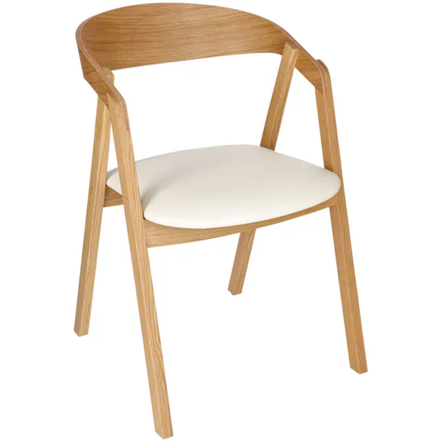 Vega 2x VEGA Stapelbare stoel Calma kunstleer eiken; 54x53x79 cm (BxDxH); zitting wit, frame eiken; 2 stuk / verpakking