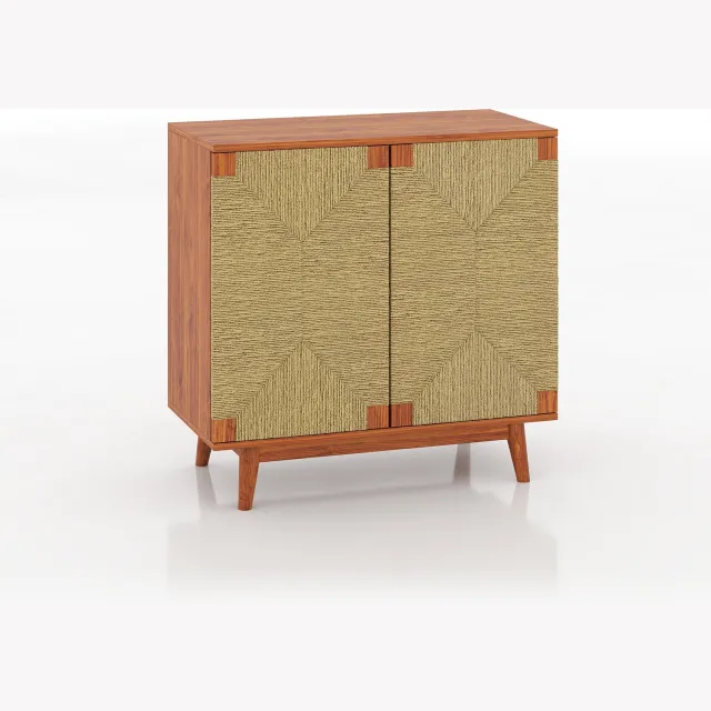 REDOM Dressoir 79x39,5x78 cm - 2 gevlochten deuren en verstelbare plank - Bruin