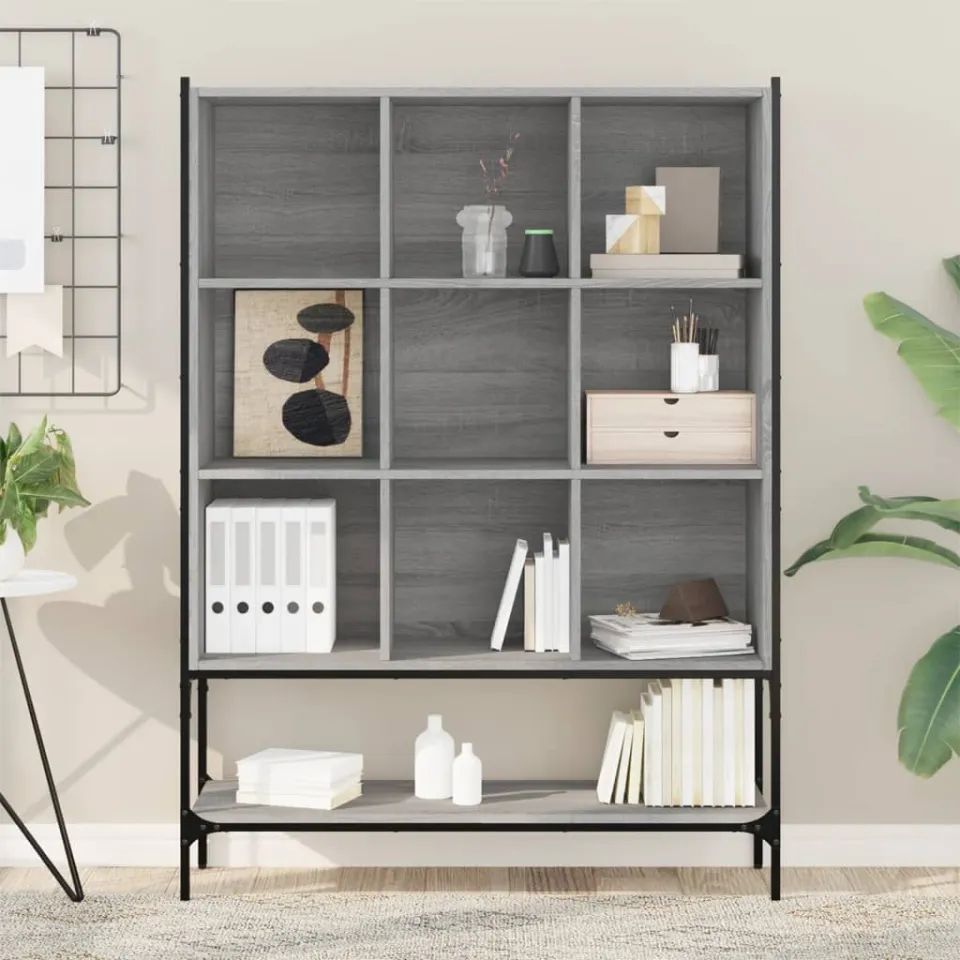 vidaXL Boekenkast 102x30x141,5 cm bewerkt hout grijs sonoma eikenkleur, foto 3