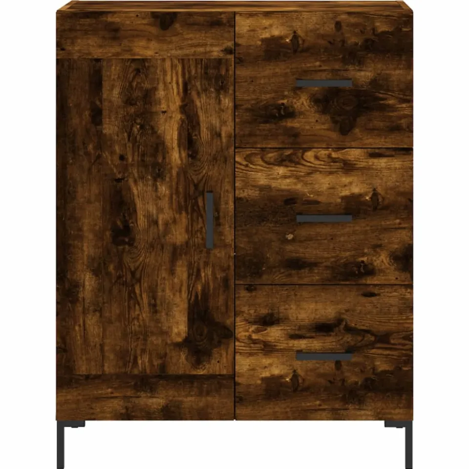 vidaXL Dressoir 69,5x34x90 cm bewerkt hout gerookt eikenkleurig