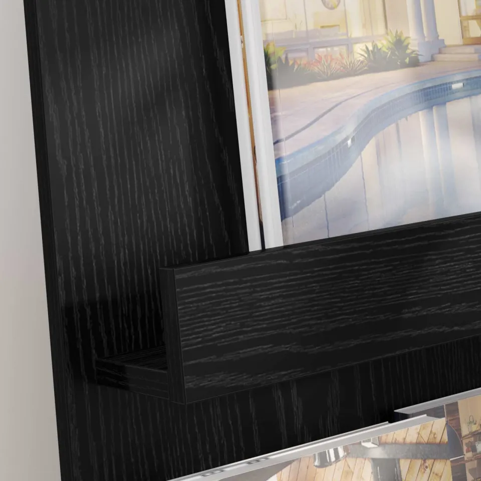 vidaXL Tijdschrift Rek Zwart Eiken 43 x 11 x 102 cm Bewerkt hout, foto 4