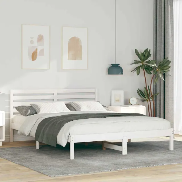 vidaXL Bedframe met hoofdeinde Wit 160 x 200 cm Massief grenenhout
