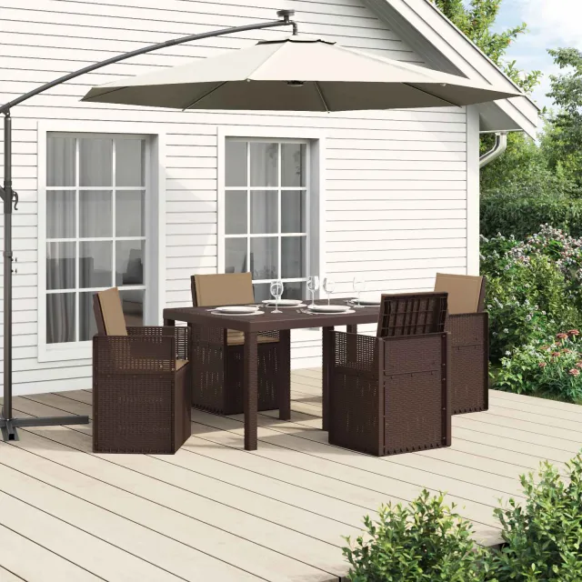 vidaXL Tuin eettafelset 5 st 4-zits Bruin en Taupe PP