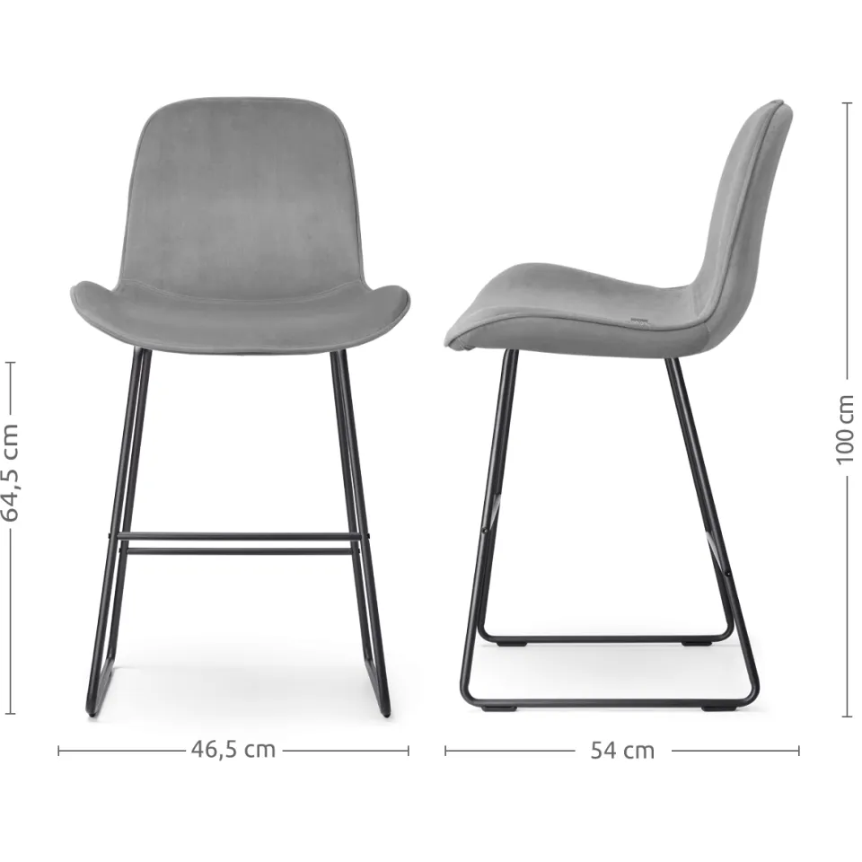 Nolon Nino-Fé barkruk velvet grijs - zwart onderstel - 65 cm, foto 3