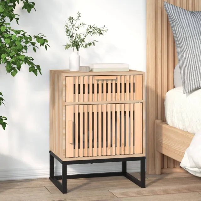 vidaXL Nachtkastje 40x30x55,5 cm bewerkt hout en ijzer bruin, foto 2