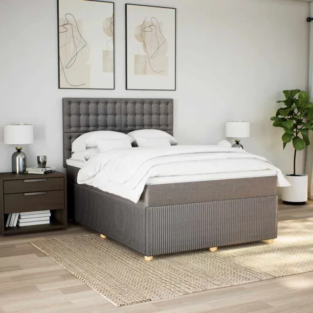 vidaXL Boxspring met matras stof donkergrijs 160x200 cm grijs