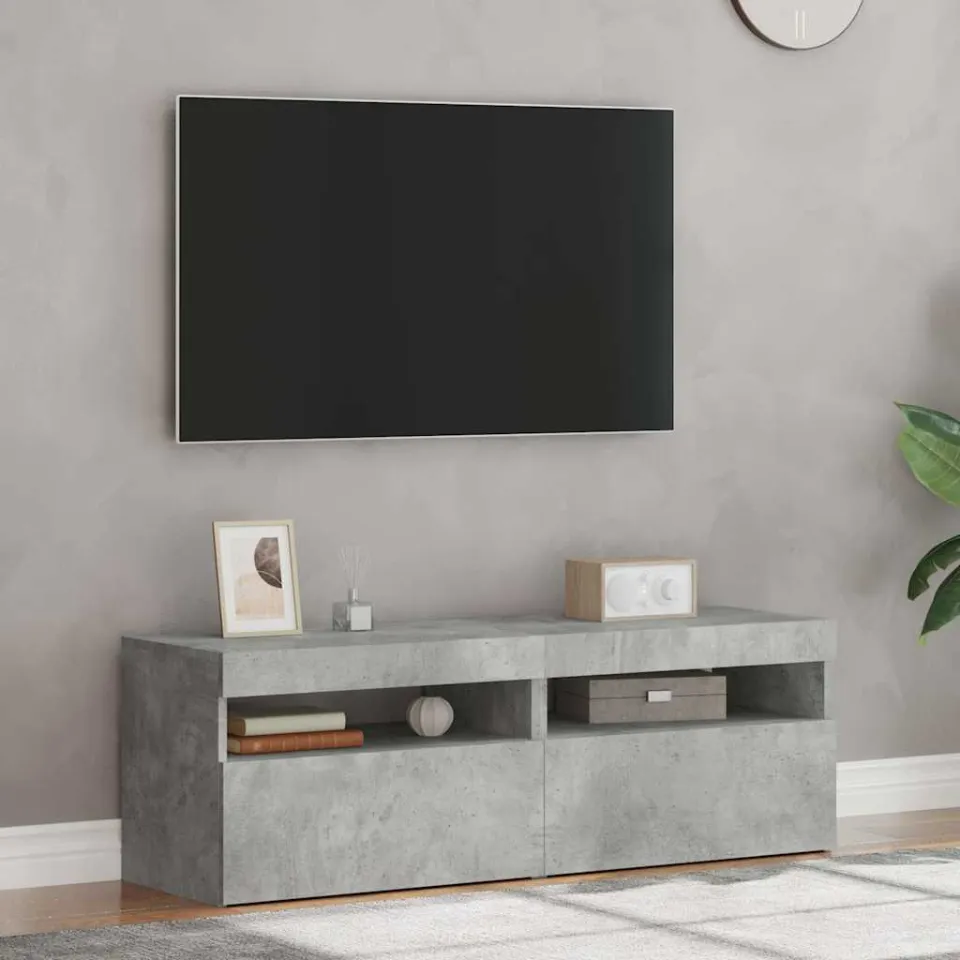 vidaXL Tv-meubelen 2 st met LED-verlichting 60x35x40 cm betongrijs grijs, foto 4