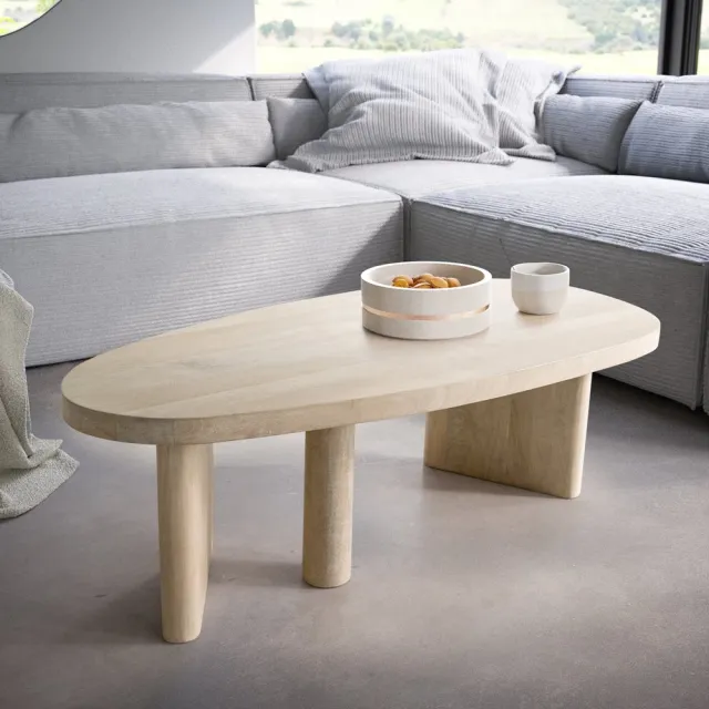 DELIFE Salontafel Wido 110x50 cm Mango White Wash