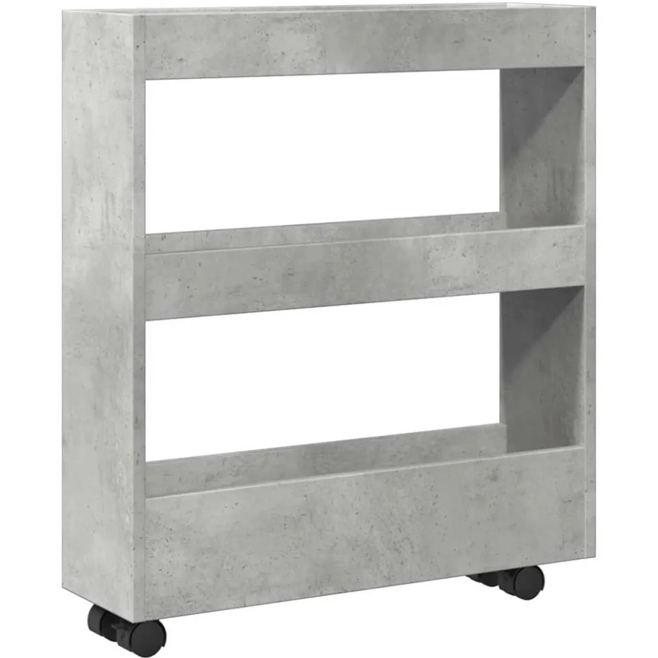 vidaXL Opbergtrolley smal 3-laags bewerkt hout betongrijs grijs, foto 4