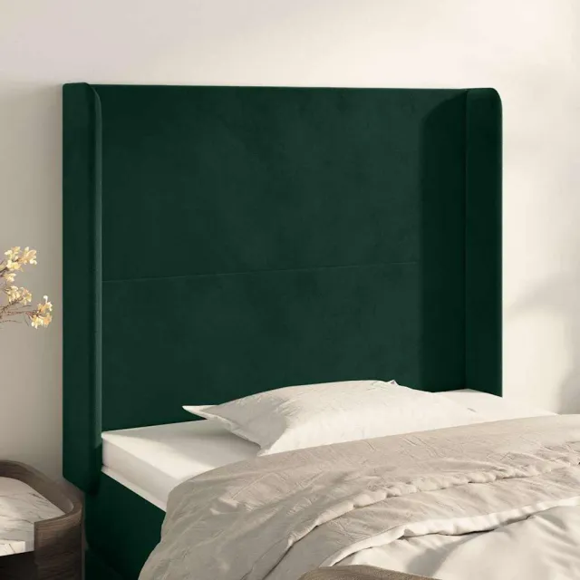 vidaXL Hoofdbord met randen 103x16x118/128 cm fluweel donkergroen groen