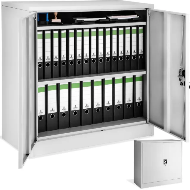Tectake Archiefkast Afsluitbaar - Metalen Kast met Veiligheidscilinderslot, Multifunctionele Kantoorkast van Staal - 3 Verstelbare Legplanken, 90 x 40 x 90 cm - Grijs