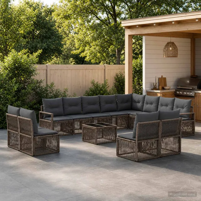 vidaXL Tuinbankenset 13 st Grijs poly rattan