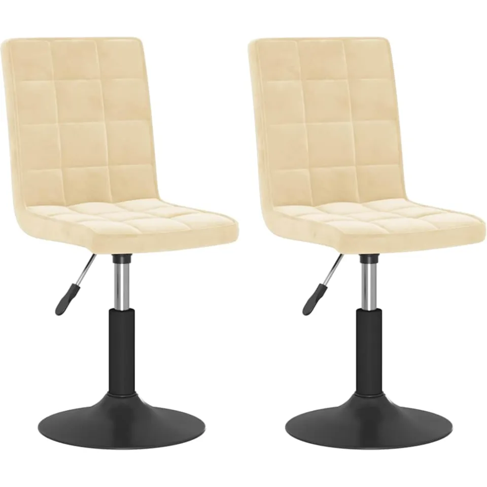 vidaXL Eetkamerstoelen draaibaar 2 st fluweel crèmekleurig, foto 3