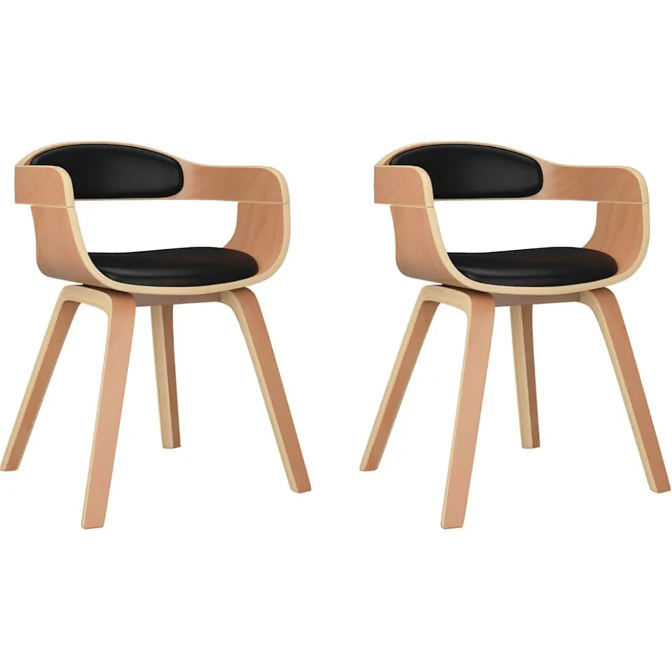 vidaXL Eetkamerstoelen 2 st gebogen hout en kunstleer zwart, foto 3