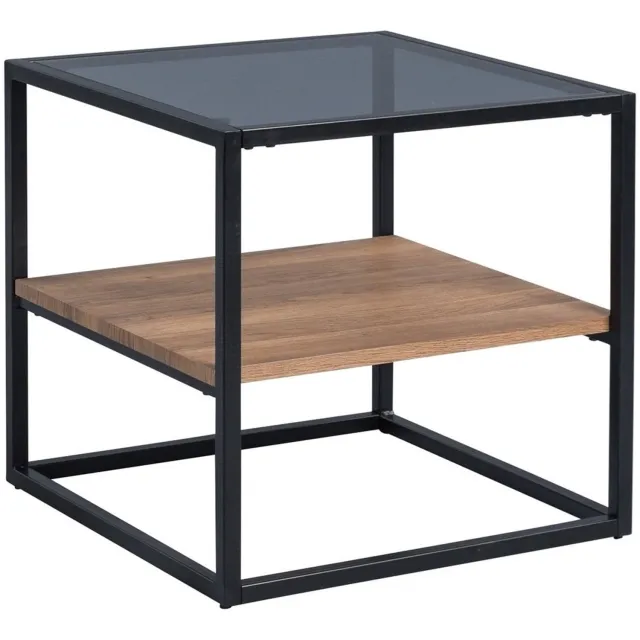 M2 Kollektion Merkloze Bijzettafel / Salontafel Hout & Metaal Bruin/Zwart 50x50x50cm