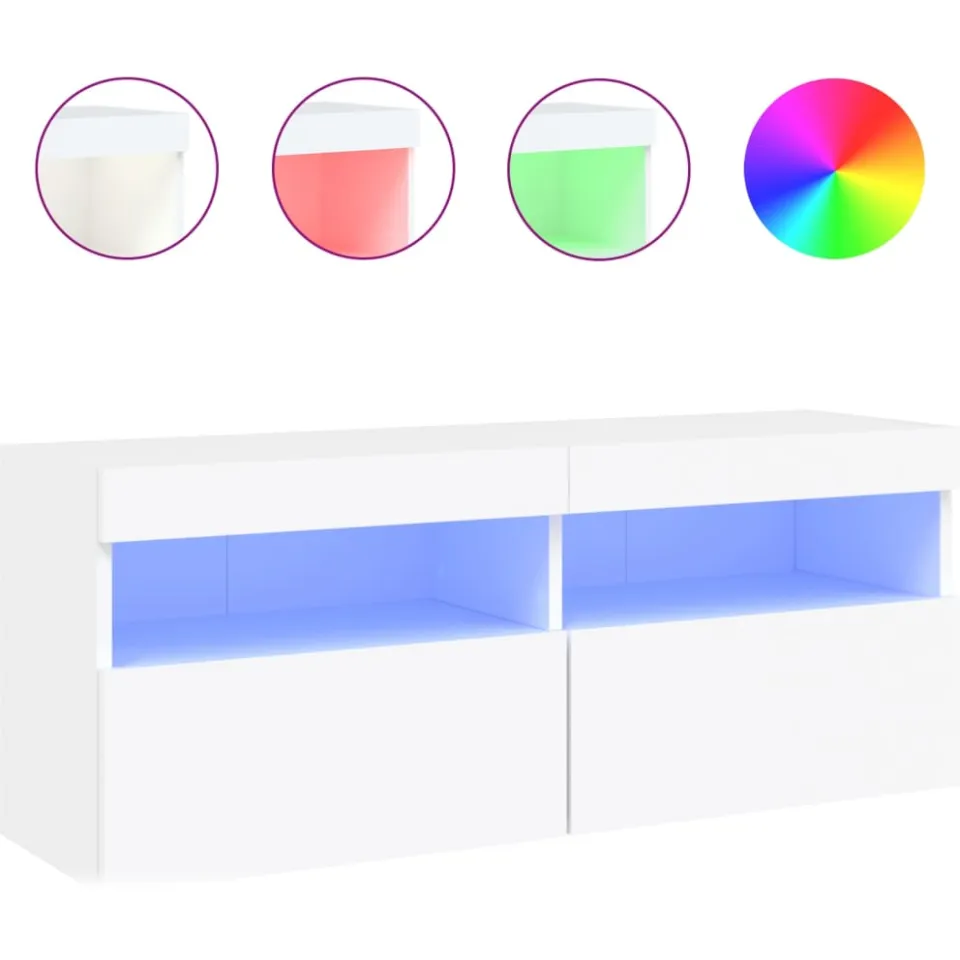 vidaXL Tv-wandmeubel met LED-verlichting 100x30x40 cm wit