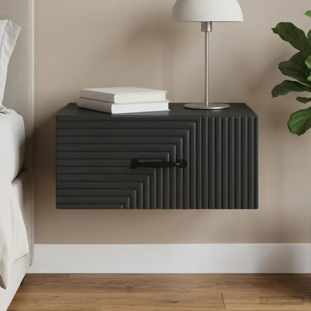 vidaXL Wandbeugel Bedkast Zwart 49 x 34,5 x 20 cm Bewerkt hout, foto 2