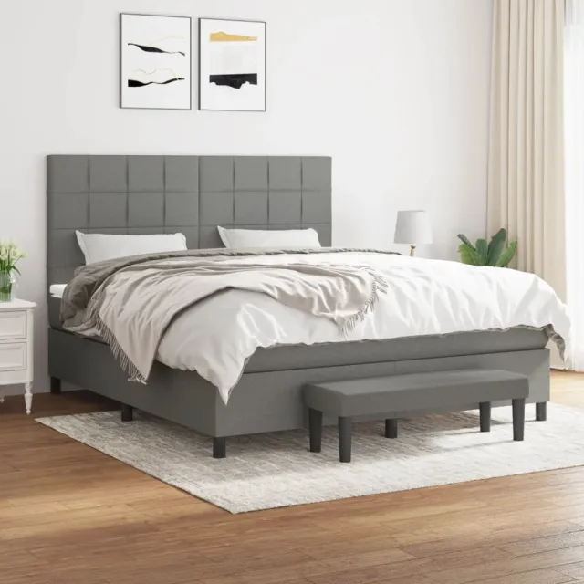 vidaXL Boxspring met matras stof donkergrijs 180x200 cm grijs