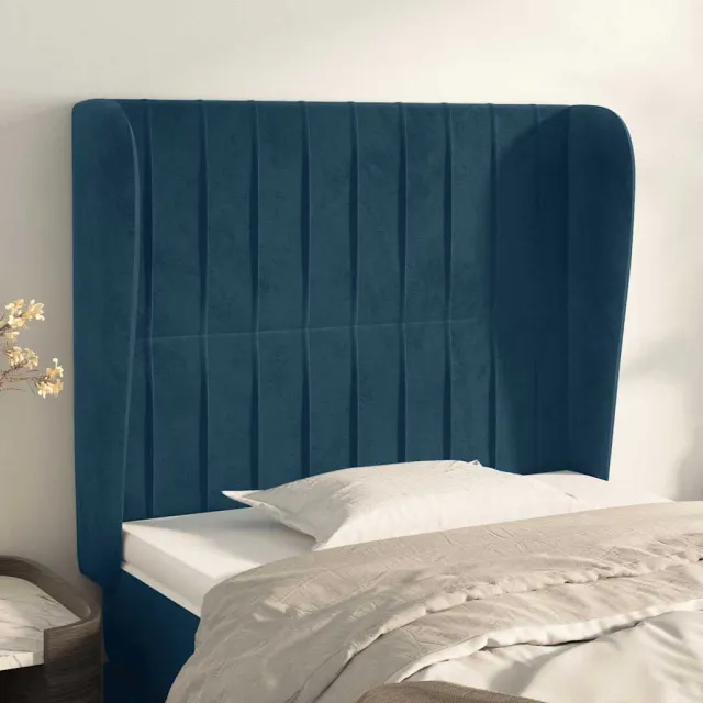 vidaXL Hoofdbord met randen 83x23x118/128 cm fluweel donkerblauw blauw