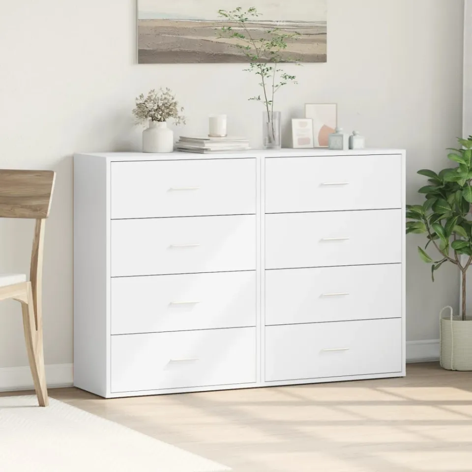 vidaXL Dressoirs 2 st 60x31x84 cm bewerkt hout wit, foto 3