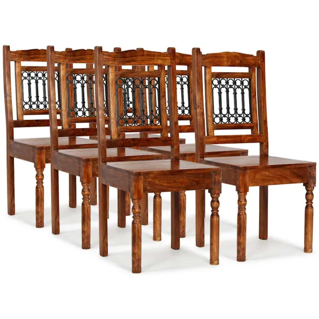 vidaXL Eetkamerstoelen 6 st massief hout klassiek Bruin