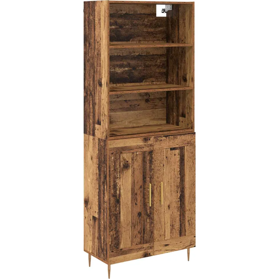 vidaXL Hoge kast Oudhout 69,5 x 34 x 180 cm Bewerkt hout bruin, foto 3