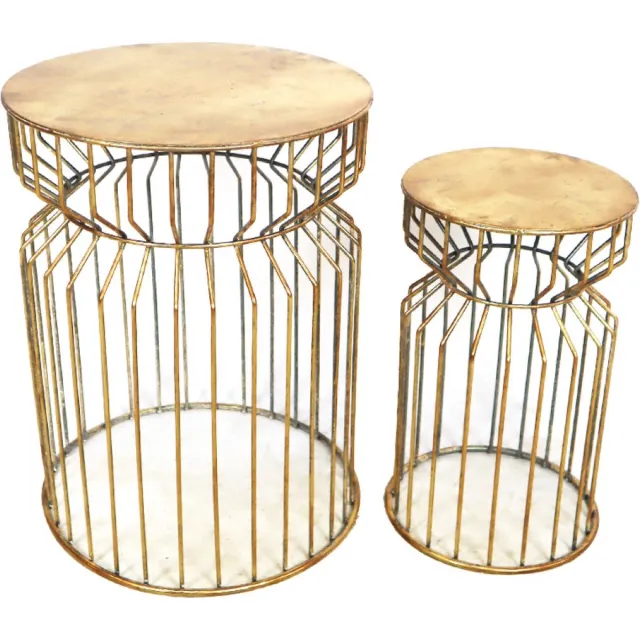 Dijk Natural Collections DKNC - Tafel Galal - metaal - 38.5x50cm - Set van 2 - Goud