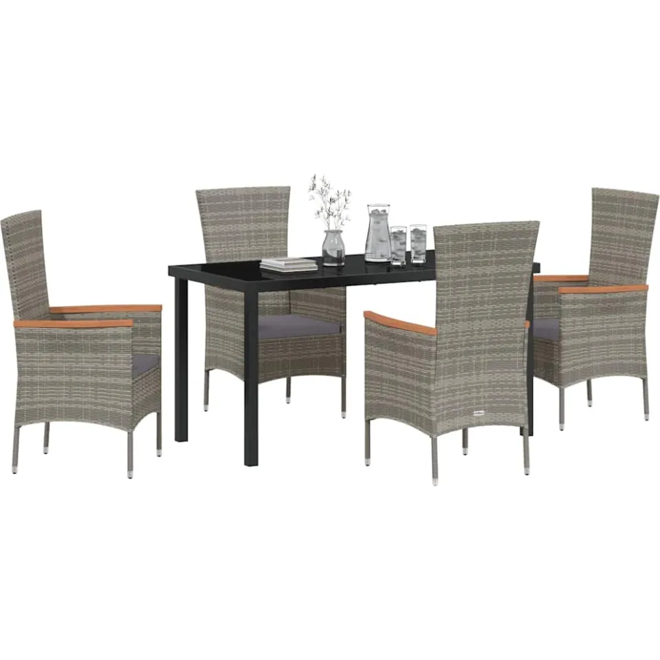 vidaXL Tuin eettafelset 5 st Grijs Gepoedercoat staal