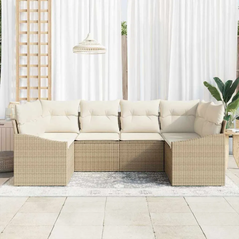 vidaXL Bankstel 6 st Beige poly rattan, foto 3