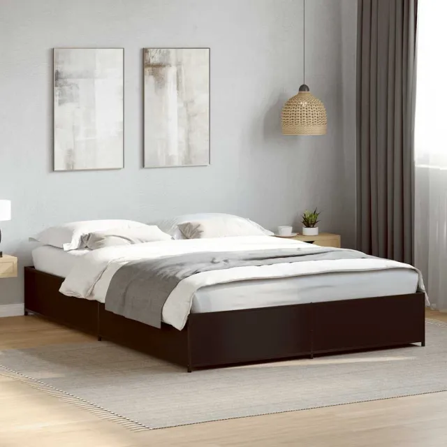 vidaXL Bedframe bewerkt hout metaal zwart 140x200 cm