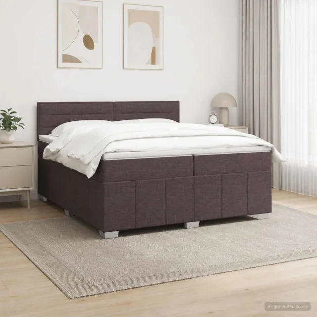 vidaXL Boxspringbed met matras Donkerbruin 200 x 200 cm Stof