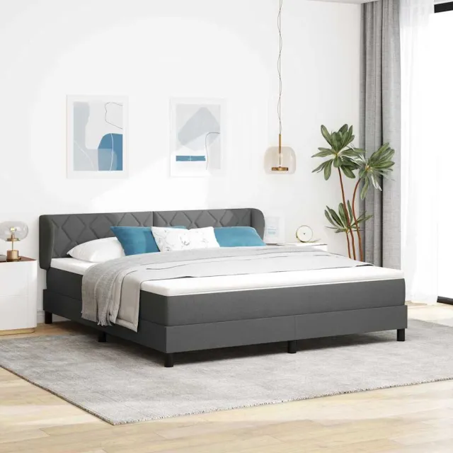 vidaXL Boxspringbed met hoofdeinde Donkergrijs 180 x 200 cm Stof