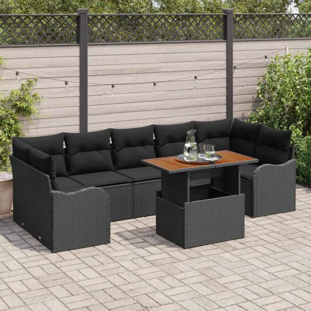 vidaXL Tuin Sofa Set 8 st Zwart Poly riet, foto 2