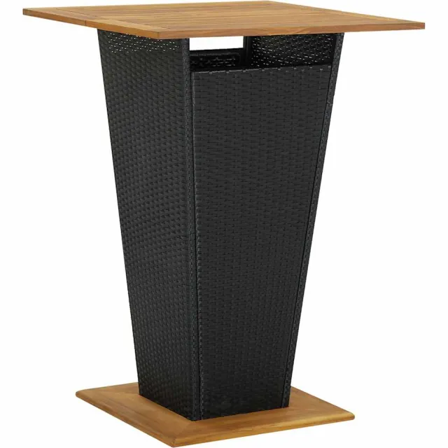 vidaXL Bartafel 80x80x110 cm poly rattan en massief acaciahout zwart