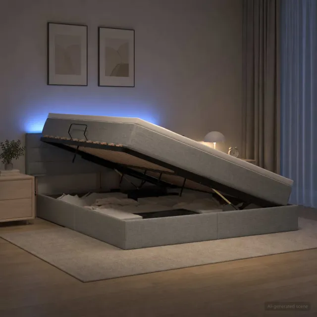 vidaXL LED Opslagbed met Matras Lichtgrijs 140 x 200 cm Stof