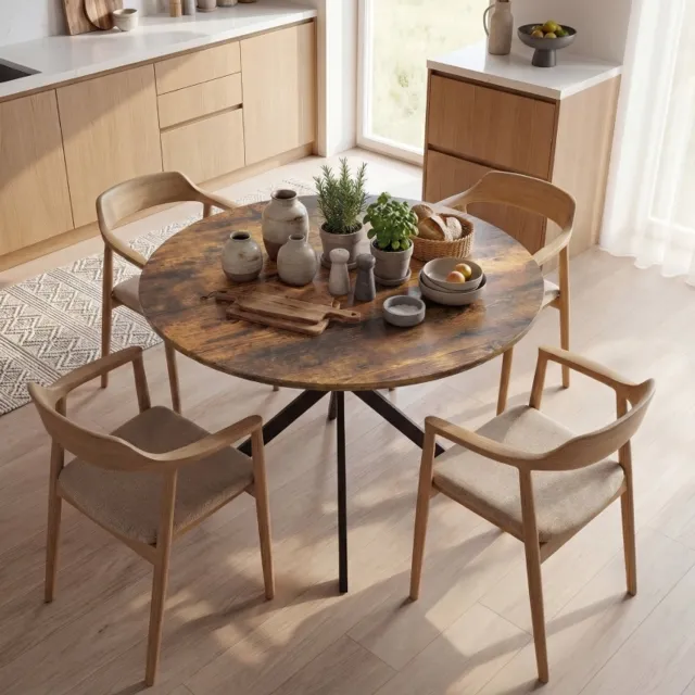 CHICFURN Eettafel - 4 personen - krasbestendig - X-poot - Rustic Brown Rustiek bruin