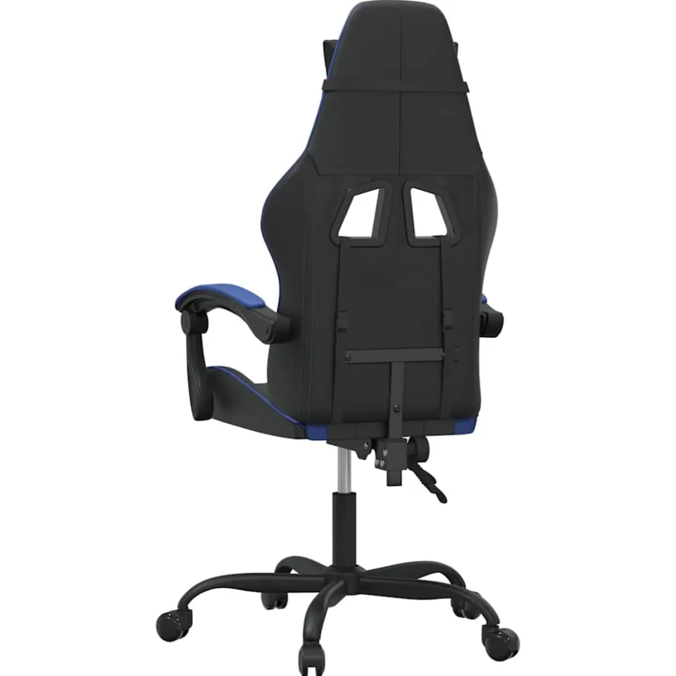 vidaXL Gamestoel draaibaar kunstleer zwart en blauw, foto 4
