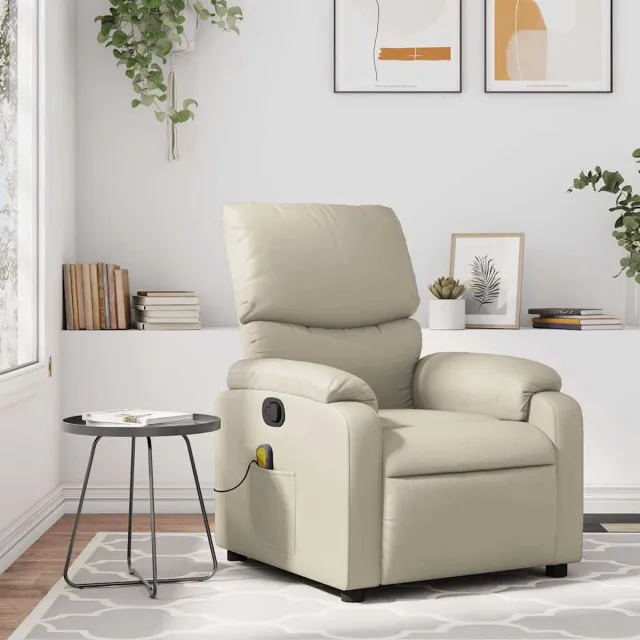 vidaXL Massagestoel - van - kunstleer - in - crèmekleur