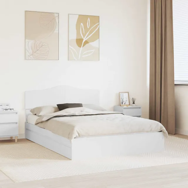 vidaXL Opslag bed met lade met opslag Wit 140 x 200 cm Bewerkt hout