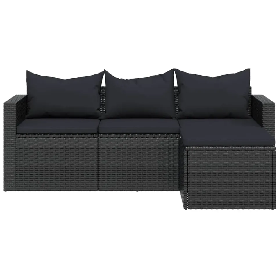 vidaXL Loungeset poly rattan zwart, foto 4