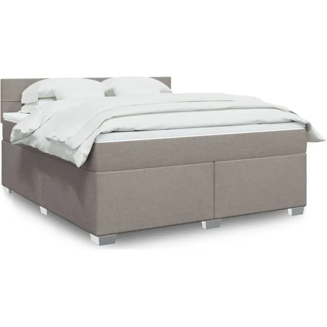 vidaXL Boxspring met matras stof taupe 180x200 cm