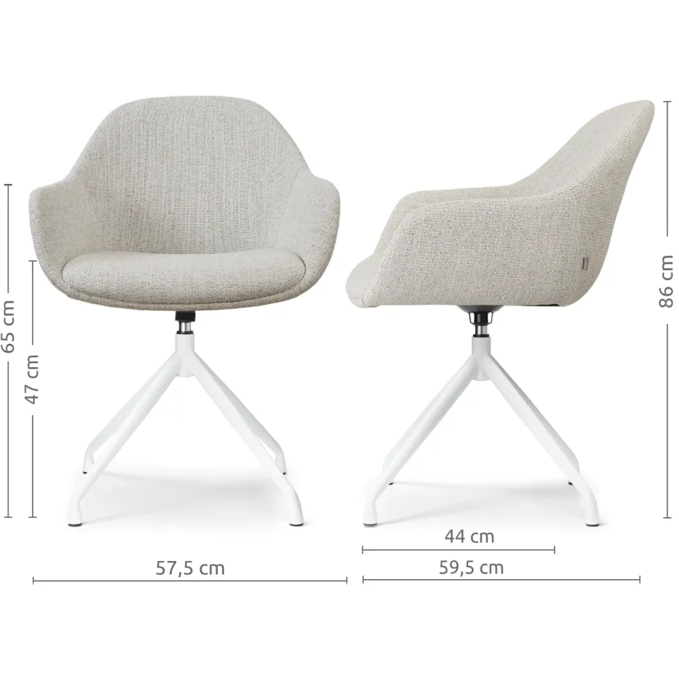 Nolon Nola-Mae draaibare eetkamerstoel beige gemêleerd - wit onderstel, foto 3