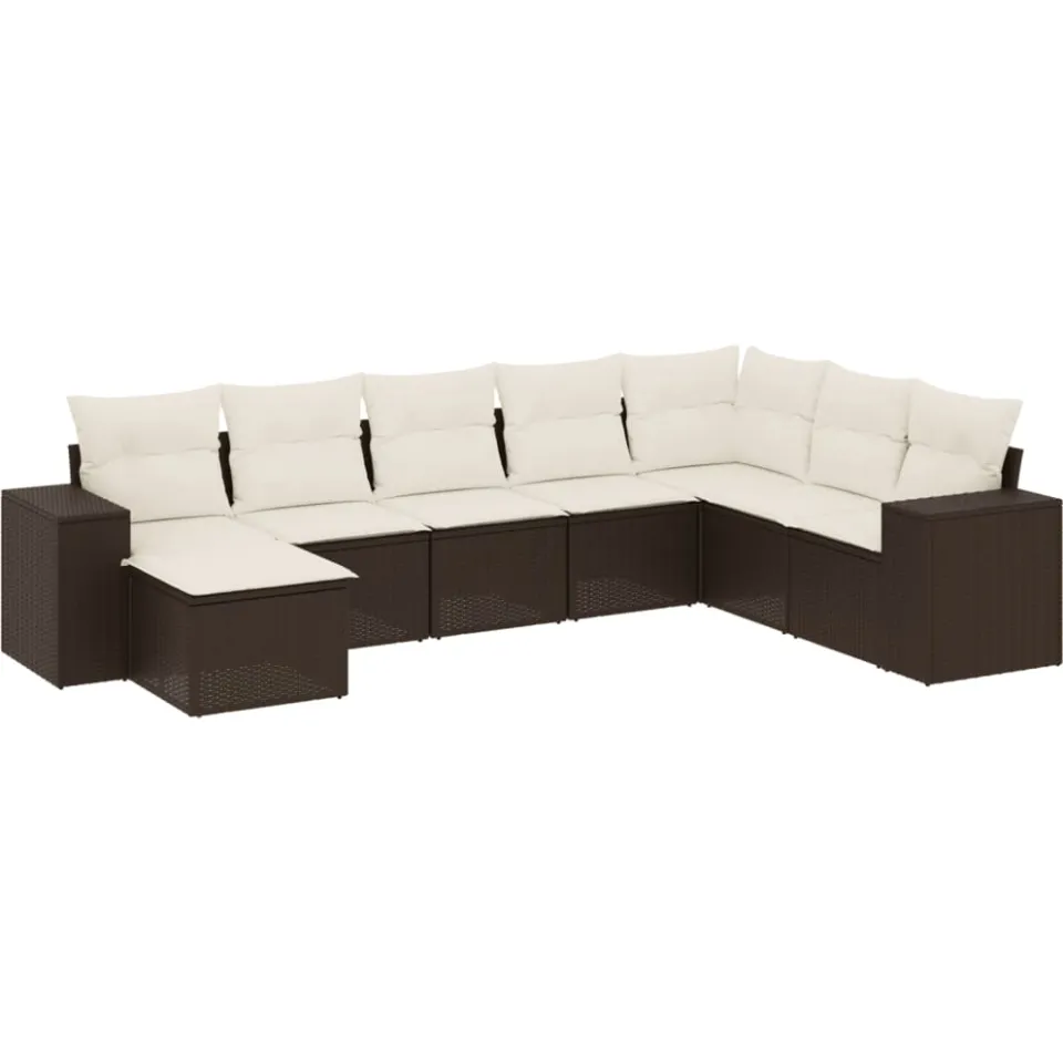 vidaXL 8-delige Loungeset met kussens poly rattan bruin, foto 3