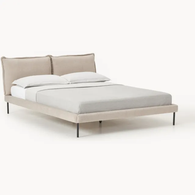 Westwing Collection Gestoffeerd bed Amelia van teddy bouclé beige