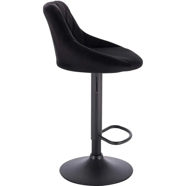 Dripio Designer Barkruk Eumelia - Met rugleuning - Velvet - Stevig - Ergonomische barstoel - Zithoogte 60 - 82cm - Zwart - Set van 1 - Keuken en bar - In hoogte verstelbaar