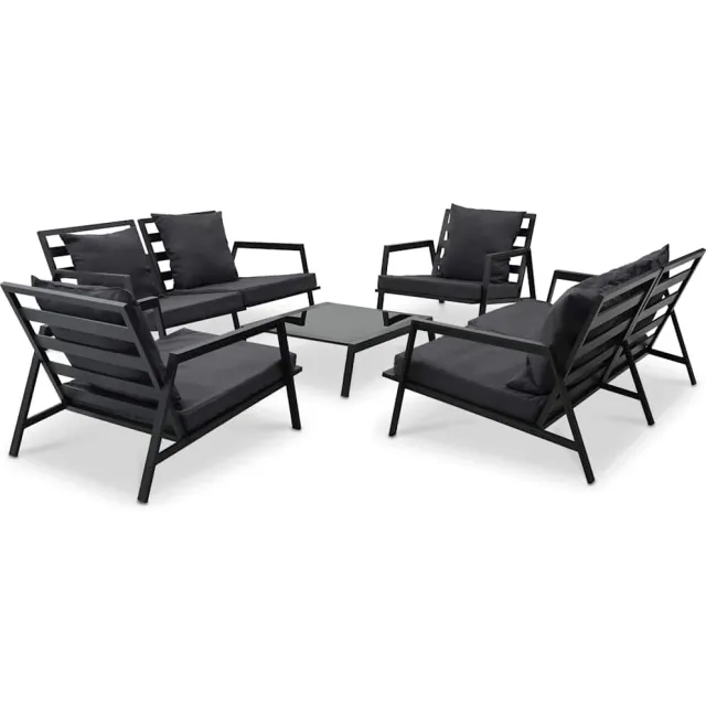 vidaXL 5-delige Loungeset met kussens aluminium donkergrijs