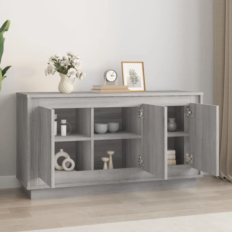 vidaXL Dressoir 102x35x55 cm bewerkt hout grijs sonoma eikenkleurig, foto 3